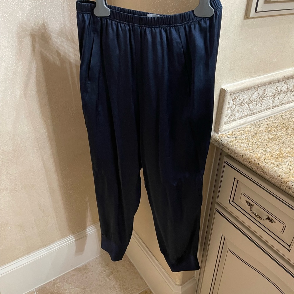 XS Vince Navy blue satin silk joggers